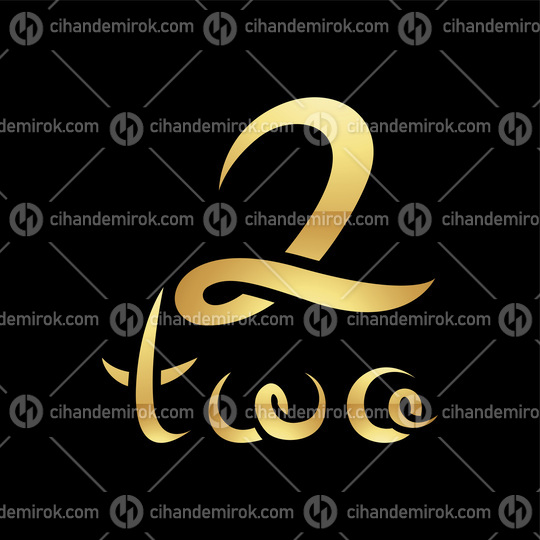 Golden Symbol for Number 2 on a Black Background - Icon 1