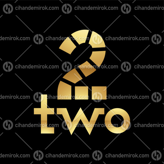 Golden Symbol for Number 2 on a Black Background - Icon 2
