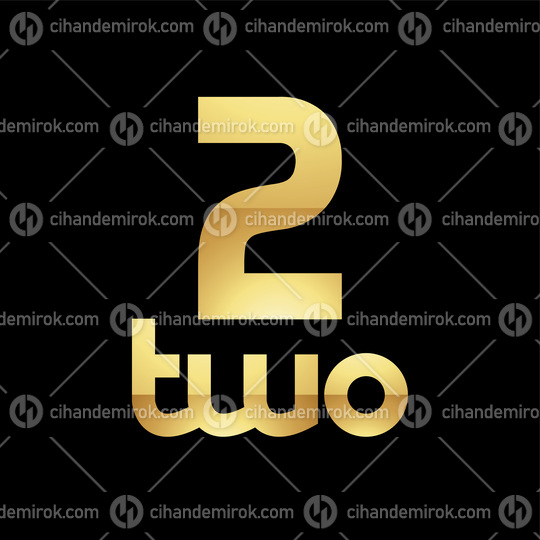 Golden Symbol for Number 2 on a Black Background - Icon 3