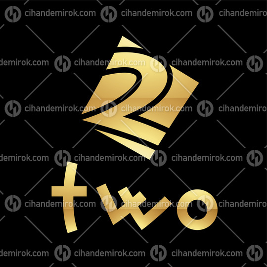 Golden Symbol for Number 2 on a Black Background - Icon 4