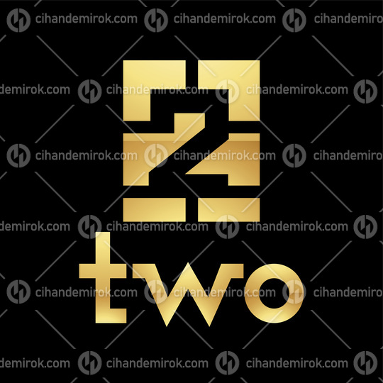 Golden Symbol for Number 2 on a Black Background - Icon 5