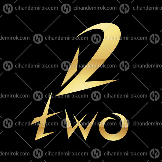 Golden Symbol for Number 2 on a Black Background - Icon 6