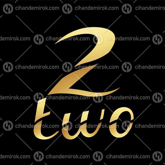 Golden Symbol for Number 2 on a Black Background - Icon 7