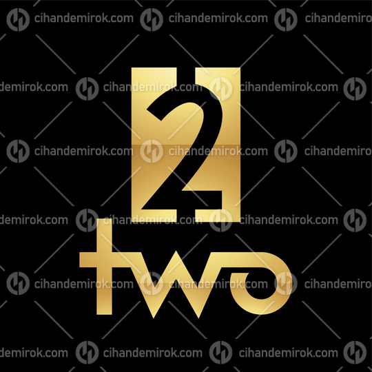 Golden Symbol for Number 2 on a Black Background - Icon 8