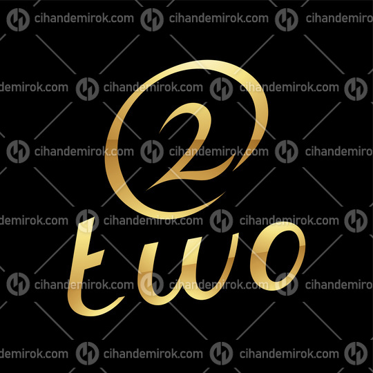 Golden Symbol for Number 2 on a Black Background - Icon 9