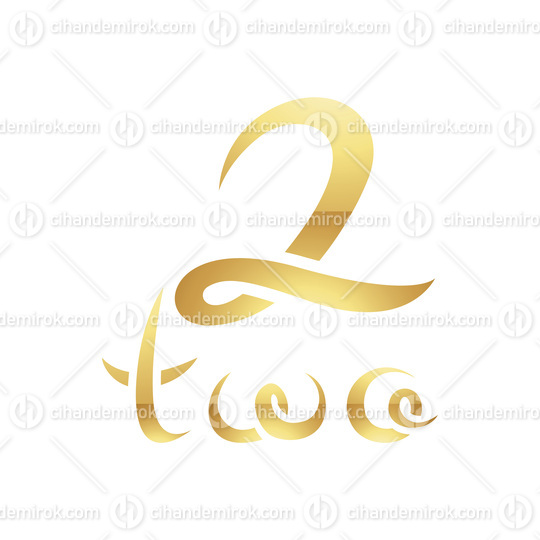 Golden Symbol for Number 2 on a White Background - Icon 1