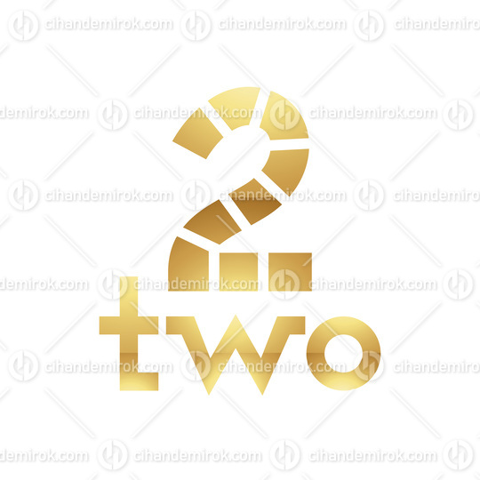 Golden Symbol for Number 2 on a White Background - Icon 2