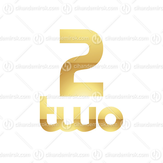 Golden Symbol for Number 2 on a White Background - Icon 3