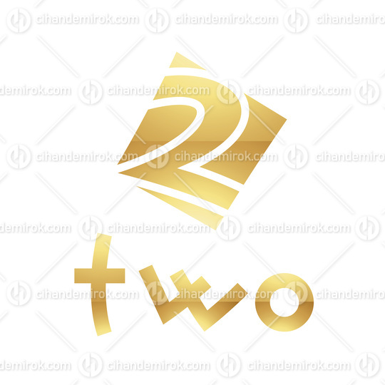 Golden Symbol for Number 2 on a White Background - Icon 4