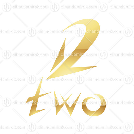 Golden Symbol for Number 2 on a White Background - Icon 6