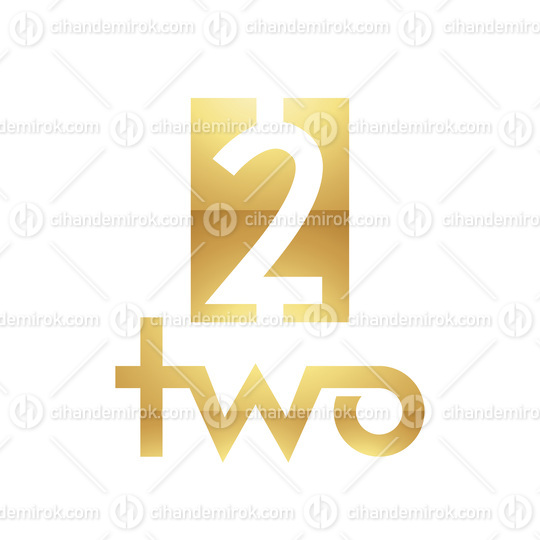 Golden Symbol for Number 2 on a White Background - Icon 8