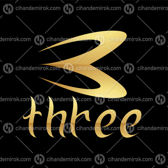 Golden Symbol for Number 3 on a Black Background - Icon 1