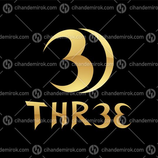 Golden Symbol for Number 3 on a Black Background - Icon 3