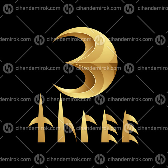 Golden Symbol for Number 3 on a Black Background - Icon 5
