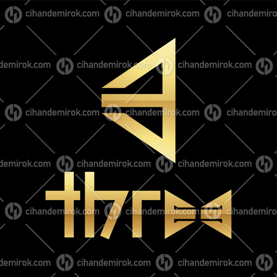 Golden Symbol for Number 3 on a Black Background - Icon 6