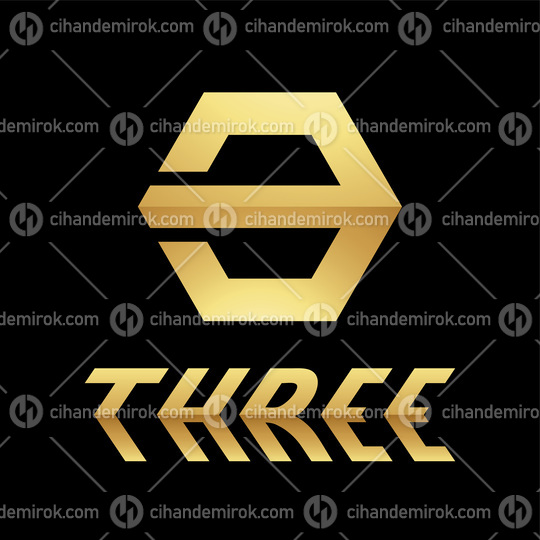 Golden Symbol for Number 3 on a Black Background - Icon 7