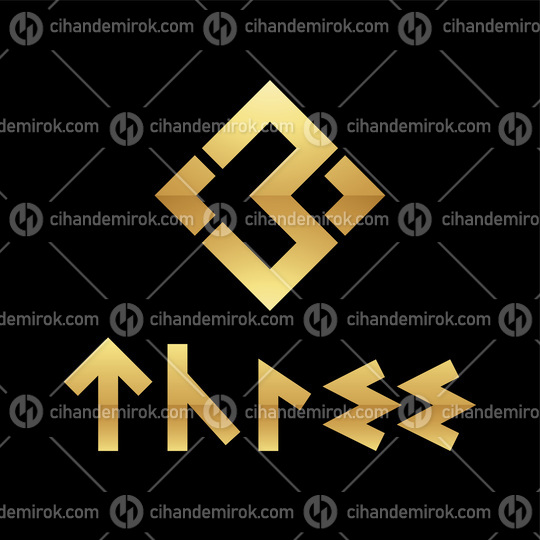 Golden Symbol for Number 3 on a Black Background - Icon 9