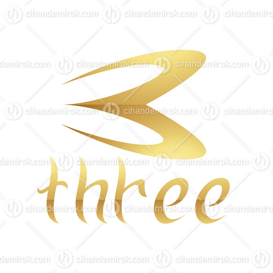 Golden Symbol for Number 3 on a White Background - Icon 1