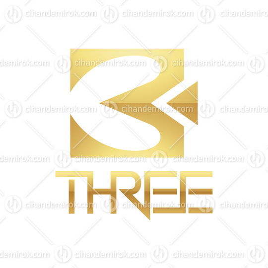 Golden Symbol for Number 3 on a White Background - Icon 2