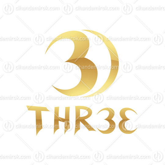 Golden Symbol for Number 3 on a White Background - Icon 3