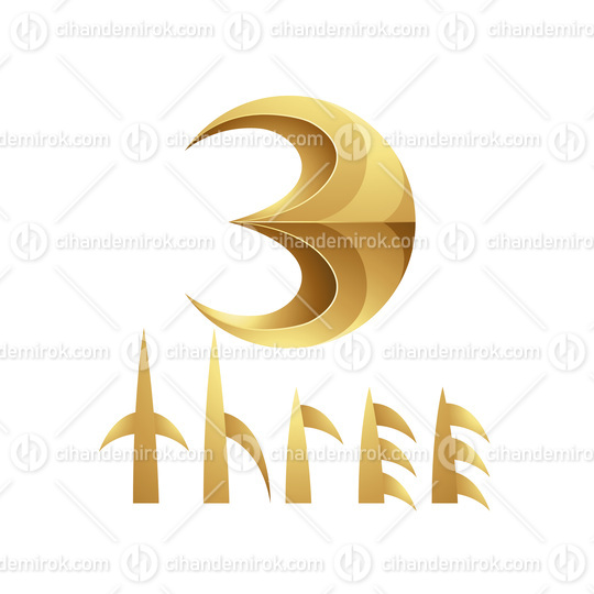 Golden Symbol for Number 3 on a White Background - Icon 5