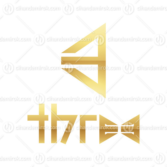 Golden Symbol for Number 3 on a White Background - Icon 6