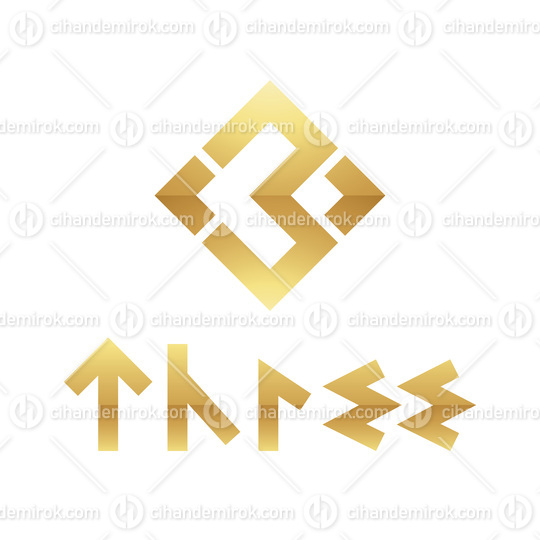 Golden Symbol for Number 3 on a White Background - Icon 9