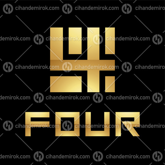 Golden Symbol for Number 4 on a Black Background - Icon 6