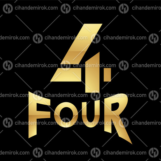 Golden Symbol for Number 4 on a Black Background - Icon 7
