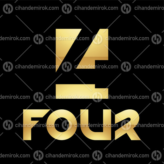 Golden Symbol for Number 4 on a Black Background - Icon 9