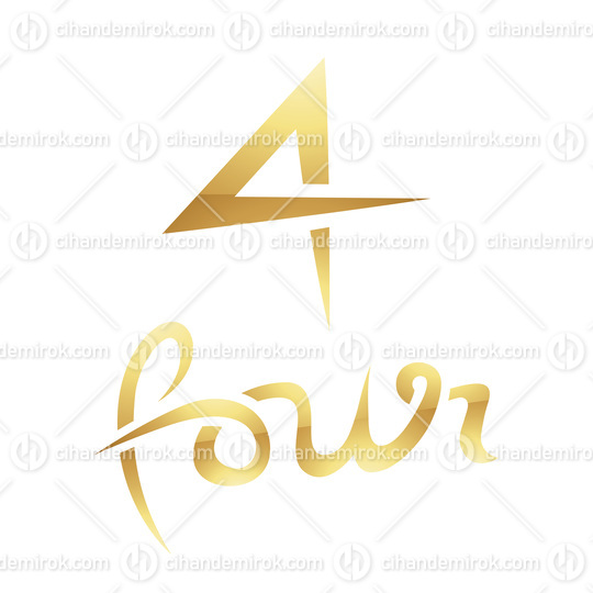 Golden Symbol for Number 4 on a White Background - Icon 3