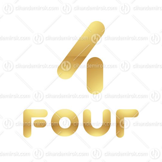 Golden Symbol for Number 4 on a White Background - Icon 5
