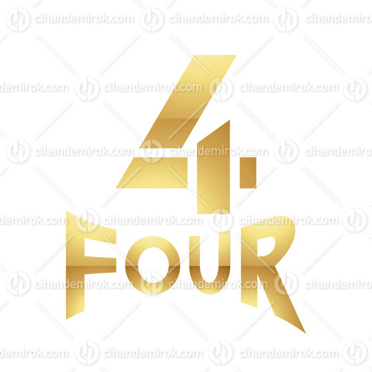 Golden Symbol for Number 4 on a White Background - Icon 7