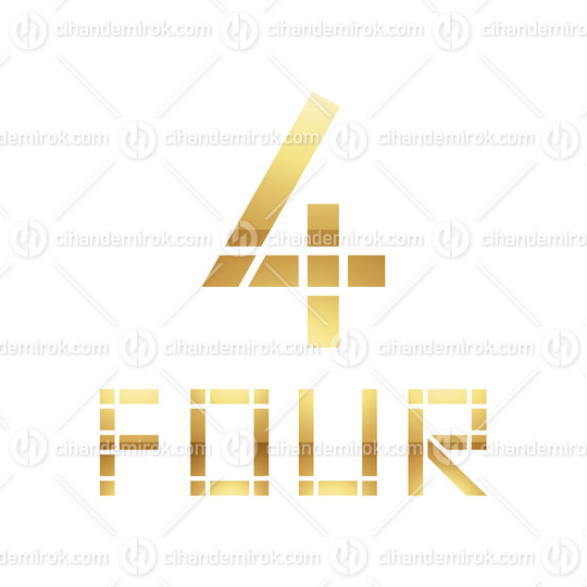 Golden Symbol for Number 4 on a White Background - Icon 8
