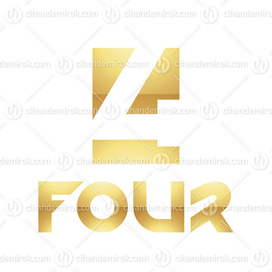 Golden Symbol for Number 4 on a White Background - Icon 9