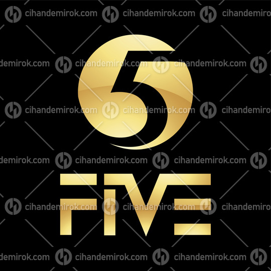 Golden Symbol for Number 5 on a Black Background - Icon 4