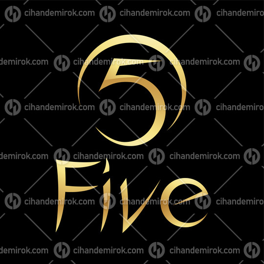 Golden Symbol for Number 5 on a Black Background - Icon 6