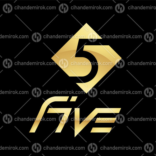 Golden Symbol for Number 5 on a Black Background - Icon 7