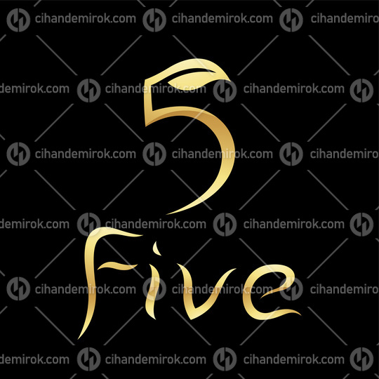 Golden Symbol for Number 5 on a Black Background - Icon 8