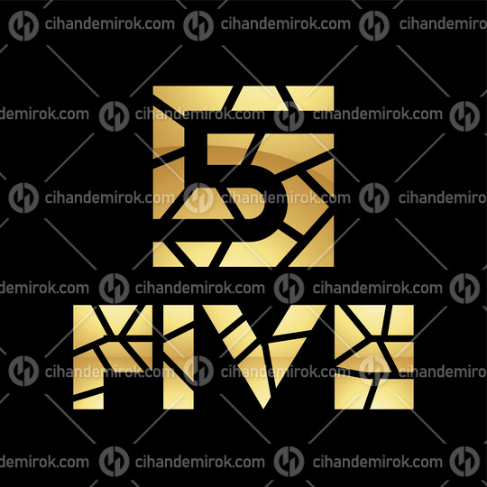 Golden Symbol for Number 5 on a Black Background - Icon 9