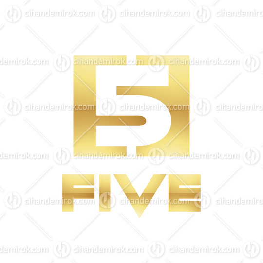Golden Symbol for Number 5 on a White Background - Icon 1