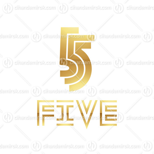 Golden Symbol for Number 5 on a White Background - Icon 2