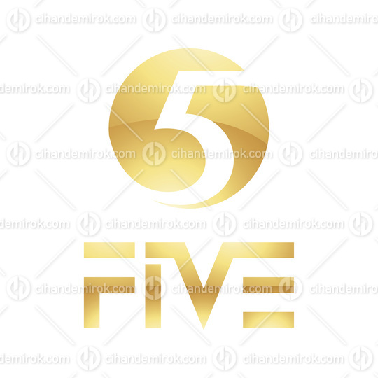 Golden Symbol for Number 5 on a White Background - Icon 4