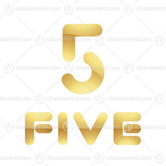 Golden Symbol for Number 5 on a White Background - Icon 5