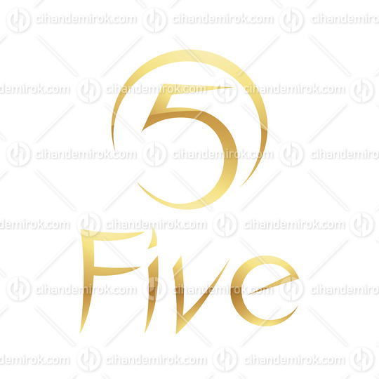 Golden Symbol for Number 5 on a White Background - Icon 6