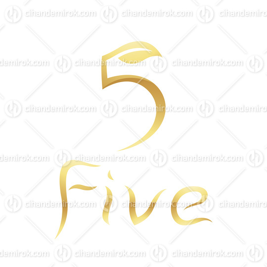 Golden Symbol for Number 5 on a White Background - Icon 8