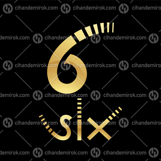 Golden Symbol for Number 6 on a Black Background - Icon 7