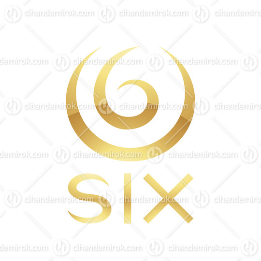Golden Symbol for Number 6 on a White Background - Icon 1