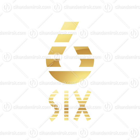 Golden Symbol for Number 6 on a White Background - Icon 2