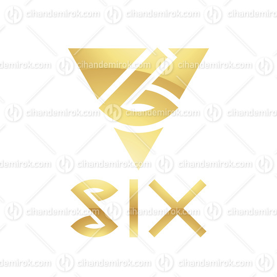 Golden Symbol for Number 6 on a White Background - Icon 3